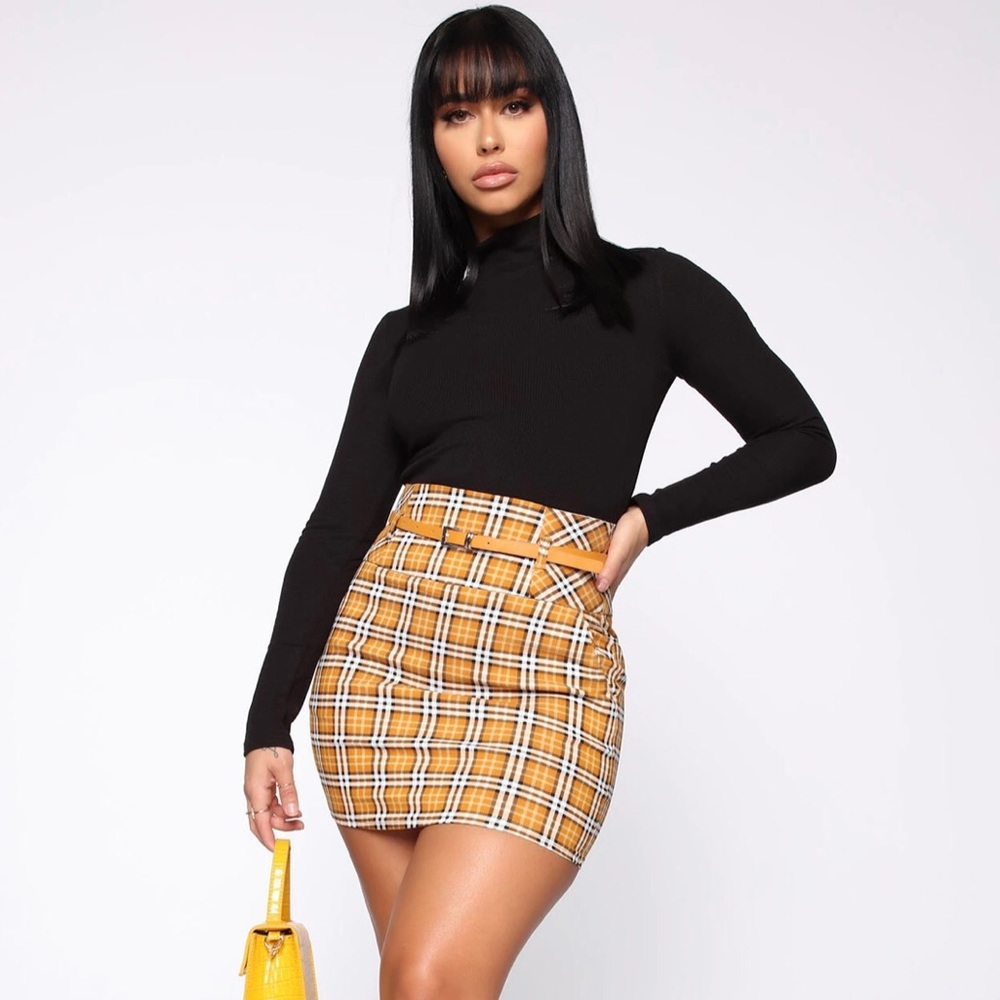 Mustard Plaid Mini Skirt